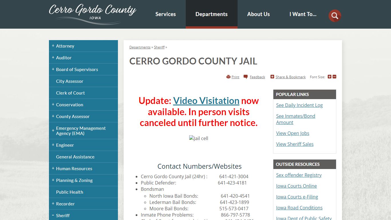 Cerro Gordo County Jail | Cerro Gordo County, IA