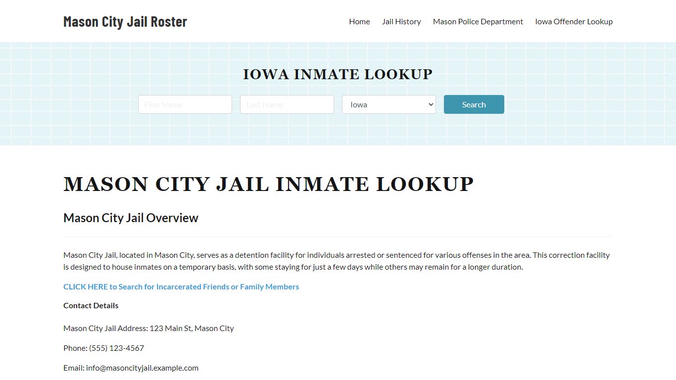 Mason City Jail, IA Inmate Search, Jail Roster, Bookings