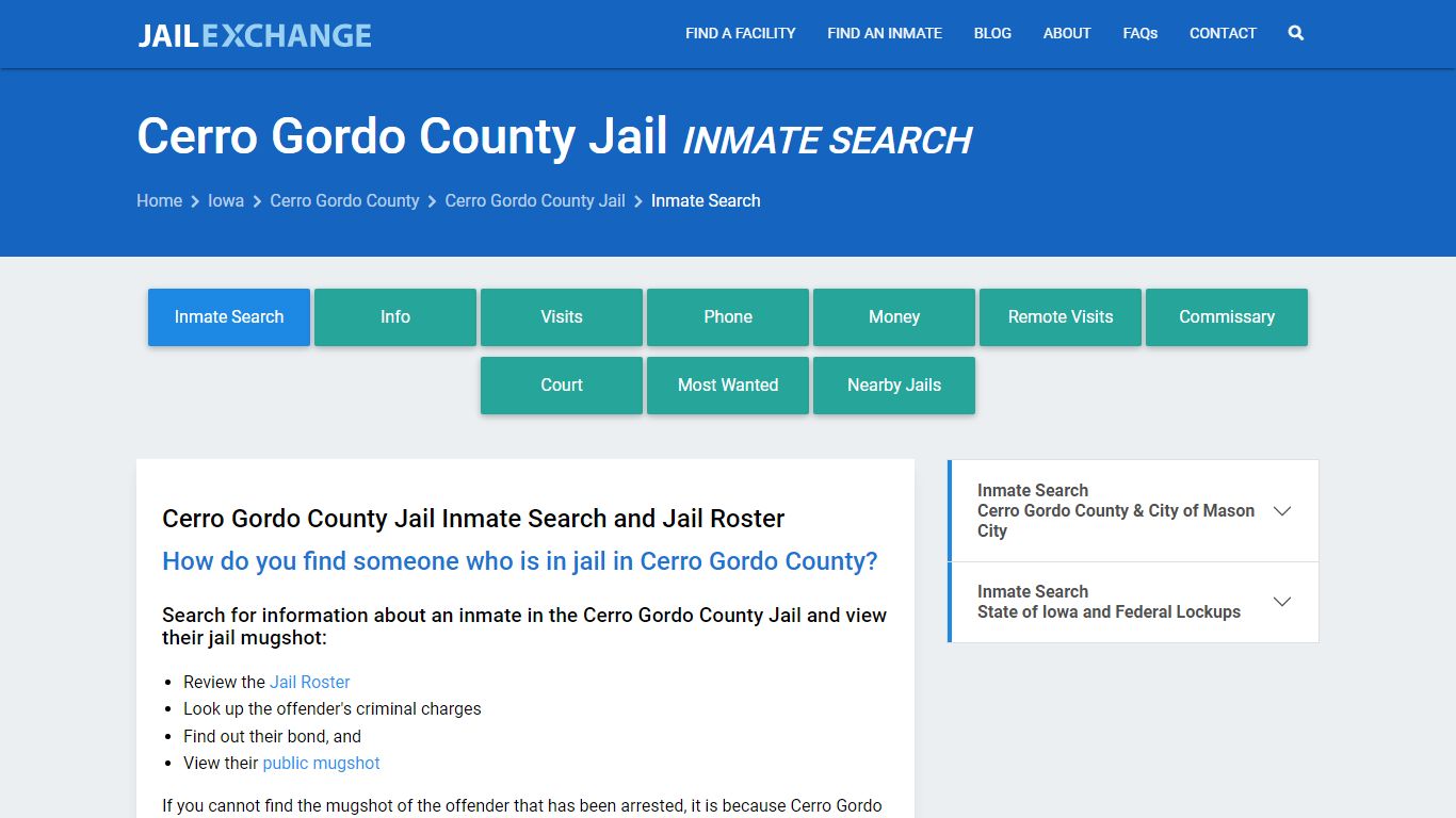 Inmate Search: Roster & Mugshots - Cerro Gordo County Jail, IA