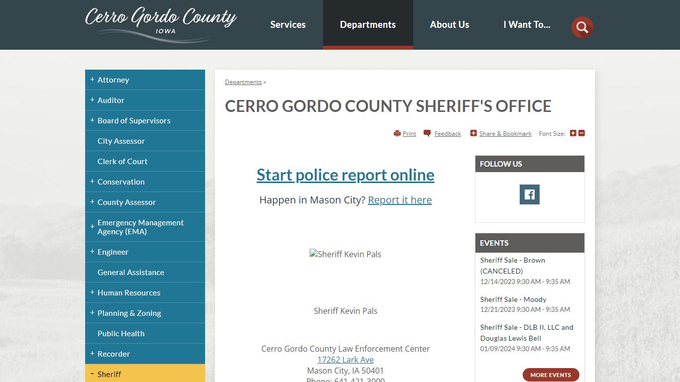 Cerro Gordo County Sheriff's Office | Cerro Gordo County, IA